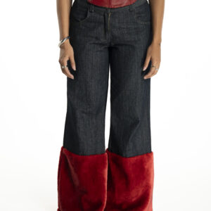 Pantalón denim con pelo